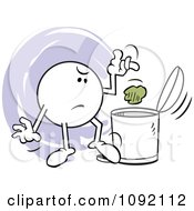 Clipart Moodie Character Scowling And Tossing Garbage In The Trash Can Royalty Free Vector Illustration
