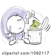 Poster, Art Print Of Moodie Character Tossing Dollars In The Trash Can