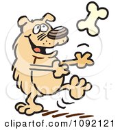 Poster, Art Print Of Happy Dog Catching A Bone