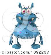 Clipart 3d Blue Rodney Germ Facing Front Royalty Free CGI Illustration