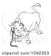 Poster, Art Print Of Outlined Cow Wearing Headphones