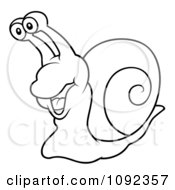 Clipart Outlined Happy Snail Royalty Free Vector Illustration
