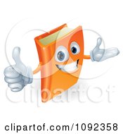 Poster, Art Print Of 3d Orange Book Character Smiling And Holding A Thumb Up
