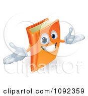 Poster, Art Print Of 3d Orange Book Character Smiling And Shrugging