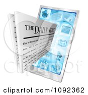 Poster, Art Print Of 3d Daily Newspaper Emerging From A Cell Phone