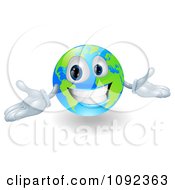 Poster, Art Print Of 3d Happy Smiling Globe Mascot Gesturing With His Hands