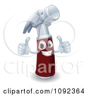 Clipart 3d Hammer Mascot Holding Two Thumbs Up Royalty Free Vector Illustration