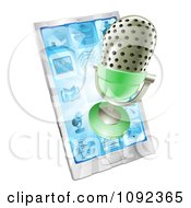 Poster, Art Print Of 3d Retro Microphone Emerging From A Cell Phone