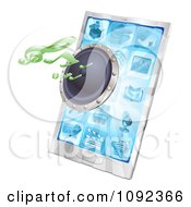 Poster, Art Print Of 3d Music Notes And Speaker Emerging From A Cell Phone