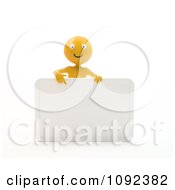 Poster, Art Print Of 3d Happy Orange Person Presenting A Blank Sign 1