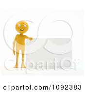 Poster, Art Print Of 3d Happy Orange Person Presenting A Blank Sign 2