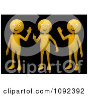 Poster, Art Print Of 3d Orange People Waving On Black