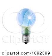 Poster, Art Print Of 3d Lightbulb With A Sunny Landscape