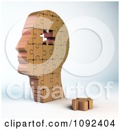 Poster, Art Print Of 3d Copper Human Puzzle Piece Head