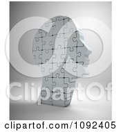 Poster, Art Print Of 3d Upright Complete Human Puzzle Piece Head