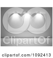 Clipart 3d Gallery Lights Shining Down On A Large Blank Canvas Royalty Free CGI Illustration
