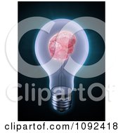 Poster, Art Print Of 3d Brain In A Light Bulb