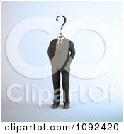 Poster, Art Print Of 3d Business Man With A Question Mark Head