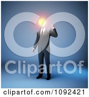 Poster, Art Print Of 3d Businessman With A Glowing Light Bulb Head