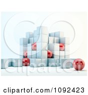Poster, Art Print Of 3d Red Spheres And White Cubes