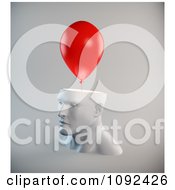 Poster, Art Print Of 3d Red Balloon Over A Head