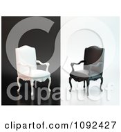 Poster, Art Print Of 3d Black And White Antique Chairs On Opposite Backgrounds