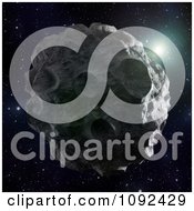 3d Cratered Asteroid Floating In Space
