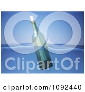 Clipart 3d Bottle With A Message Floating In The Ocean Royalty Free CGI Illustration