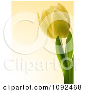 Clipart 3d Spring Tulip Flower Over Yellow Royalty Free Vector Illustration