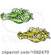 Poster, Art Print Of Green And Yellow Crocodile Or Alligator Heads