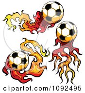 Clipart Three Socccer Balls With Flame Trails Royalty Free Vector Illustration