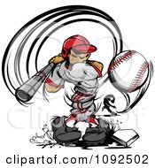 Poster, Art Print Of Strong Male Baseball Player Swinging And Hitting The Ball