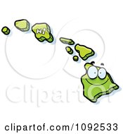 Clipart Happy Green Hawaii State Character Royalty Free Vector Illustration