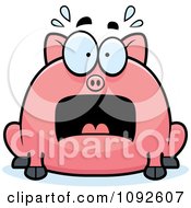 Clipart Chubby Scared Pig Royalty Free Vector Illustration