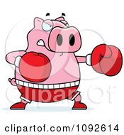 Poster, Art Print Of Chubby Pig Boxing
