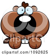 Clipart Cute Beaver Looking Over A Surface Royalty Free Vector Illustration