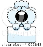 Clipart Cute White Poodle Puppy With A Sign Royalty Free Vector Illustration by Cory Thoman