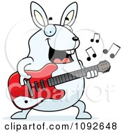 Clipart Chubby White Rabbit Guitarist Royalty Free Vector Illustration