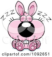 Clipart Cute Pink Bunny Sleeping Royalty Free Vector Illustration
