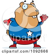 Poster, Art Print Of Chubby Super Hamster Waving