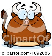 Clipart Chubby Smiling Bull Royalty Free Vector Illustration