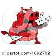 Poster, Art Print Of Chubby Devil Playing A Guitar