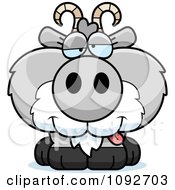 Clipart Goofy Gray Goat Sitting Royalty Free Vector Illustration