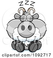Clipart Cute Gray Goat Sleeping Royalty Free Vector Illustration