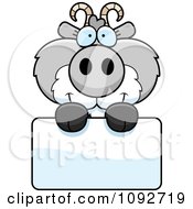 Poster, Art Print Of Cute Gray Goat Holding A Sign