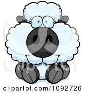 Poster, Art Print Of Clipart Cute Baby Sheep Sitting- Royalty Free Vector Illustration