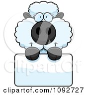 Poster, Art Print Of Cute Baby Sheep Holding A Blank Sign