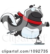 Clipart Chubby Skunk Ice Skating Royalty Free Vector Illustration