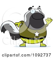 Clipart Chubby Super Skunk Waving Royalty Free Vector Illustration
