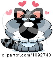 Clipart Cute Baby Raccoon In Love Royalty Free Vector Illustration